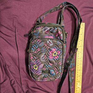 LUG Skeeter Mini Convertible Crossbody Boho Floral Black